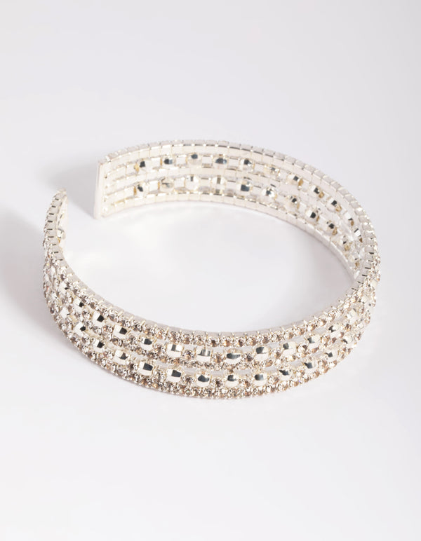 Silver Diamante Wide Bracelet