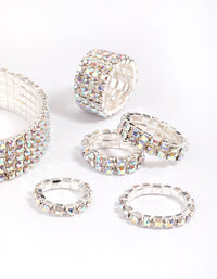 Silver Diamante Bracelet & Ring Set - link has visual effect only