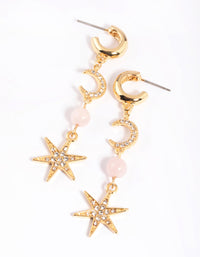 Gold Plated Semi-Precious Celestial Drop Earrings - link has visual effect only