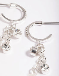 Silver Plated Freshwater Pearl Chain Drop Earrings - link has visual effect only