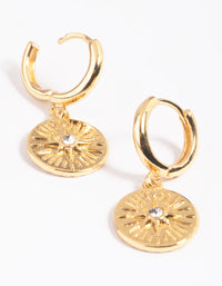 Gold Plated Celestial Huggie Hoop Earrings - link has visual effect only