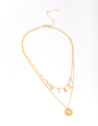 Gold Plated Freshwater Pearl Coin Necklace - link has visual effect only