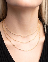 Gold Plated Chain Layered Necklace - link has visual effect only