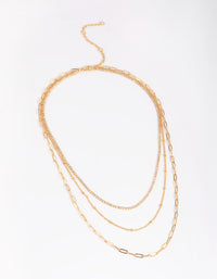 Gold Plated Chain Layered Necklace - link has visual effect only