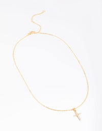 Gold Plated Cubic Zirconia Cross Necklace - link has visual effect only