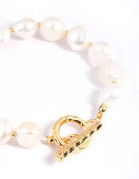 Gold Plated Freshwater Pearl Molten Fob Bracelet - link has visual effect only