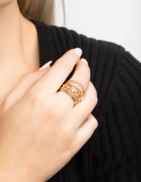 Gold Plated Diamante Pretty Ring Stack 5-Pack - link has visual effect only