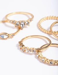 Gold Plated Diamante Pretty Ring Stack 5-Pack - link has visual effect only