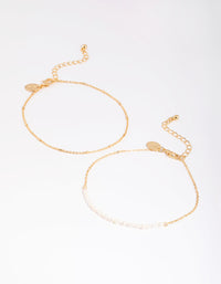 Gold Plated Freshwater Pearl Anklet - link has visual effect only