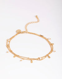 Gold Plated Freshwater Pearl Anklet Set - link has visual effect only