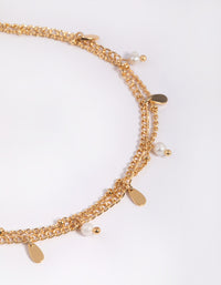 Gold Plated Freshwater Pearl Anklet Set - link has visual effect only