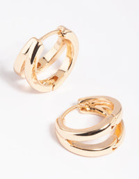 Gold Double Loop Huggie Hoop Earrings - link has visual effect only