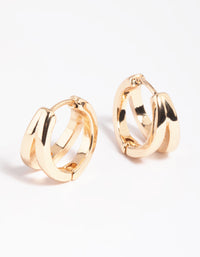 Gold Double Loop Huggie Hoop Earrings - link has visual effect only