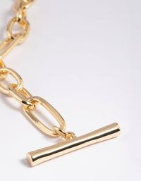 Gold Plated Oval Chain Bar Necklace - link has visual effect only