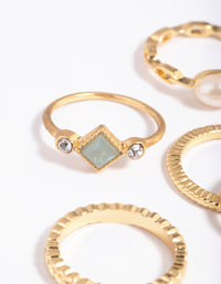 Gold Plated Pearl Pretty Ring Stack 5-Pack - link has visual effect only