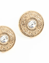 Antique Gold Diamante Stud Earrings - link has visual effect only