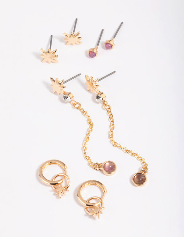 Amethyst Star Earring Stack Pack