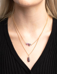 Amethyst Chip Layered Necklace - link has visual effect only