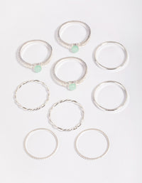 Green Fluorite Textured Ring Stack Pack - link has visual effect only