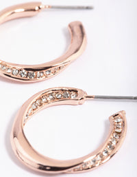 Rose Gold Diamante Twisted Hoop Earrings - link has visual effect only