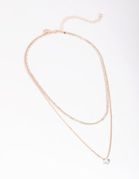 Rose Gold Diamante Layered Necklace - link has visual effect only