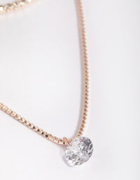 Rose Gold Diamante Layered Necklace - link has visual effect only