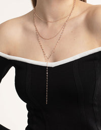 Rose Gold Dainty Chain Lariat Necklace - link has visual effect only