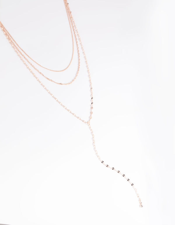 Rose Gold Dainty Chain Lariat Necklace