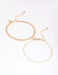 Gold Ball Chain Anklet Set - link has visual effect only