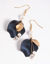 Navy Pearlised Petal Drop Earrings - link has visual effect only