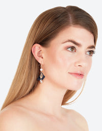 Navy Pearlised Petal Drop Earrings - link has visual effect only