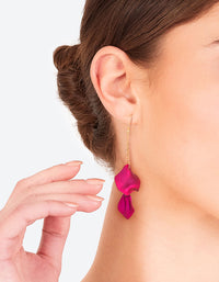 Fuchsia Chain & Petal Drop Earrings - link has visual effect only