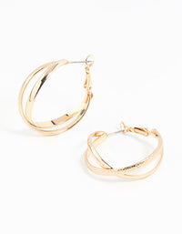 Gold Cross Over Hoop Earrings - link has visual effect only