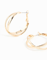 Gold Cross Over Hoop Earrings - link has visual effect only