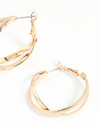 Gold Cross Over Hoop Earrings - link has visual effect only