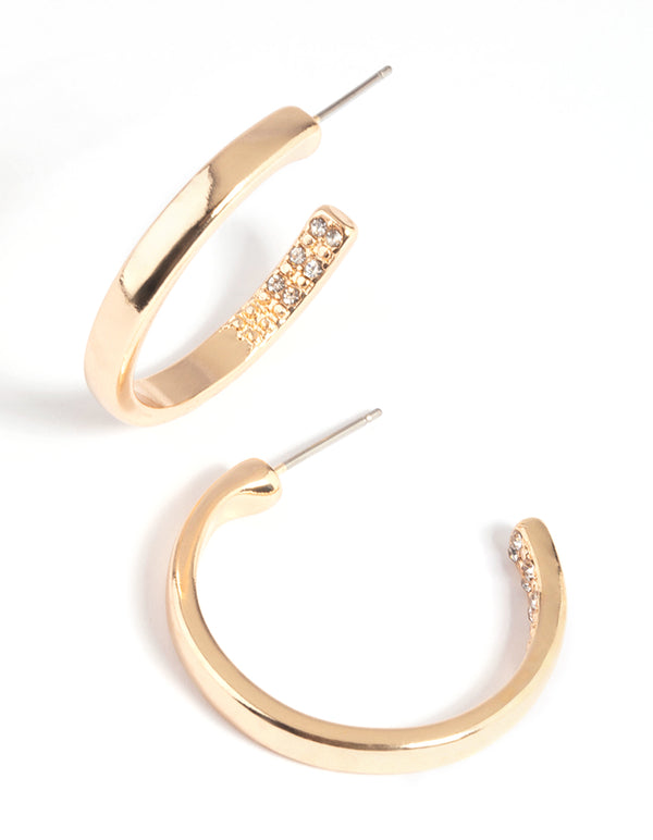 Gold Diamante Hoop Earrings