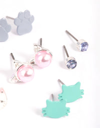 Kids Pastel Cat Stud Earring 6-Pack - link has visual effect only