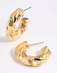 Gold Plated Chunky Swirl Hoop Earrings - link has visual effect only