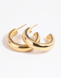 Waterproof Gold Plated Stainless Steel Medium Chunky Hoop Earrings - link has visual effect only