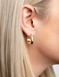 Gold Plated Chunky Oval Huggie Hoop Earrings - link has visual effect only