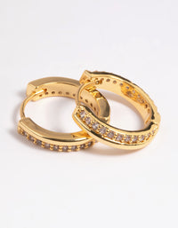 Gold Plated Cubic Zirconia Huggie Hoop Earrings - link has visual effect only