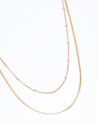 Waterproof Gold Plated Stainless Steel Mixed Chain Layered Necklace - link has visual effect only