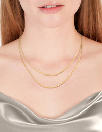 Waterproof Gold Plated Stainless Steel Fine Chain Layered Necklace - link has visual effect only