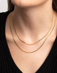 Waterproof Gold Plated Stainless Steel Fine Chain Layered Necklace - link has visual effect only