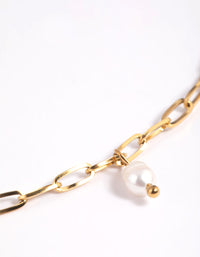 Gold Plated Surgical Steel Freshwater Pearl Chain Necklace - link has visual effect only