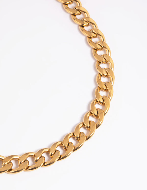 Waterproof Gold Plated Stainless Steel Chunky Chain Necklace