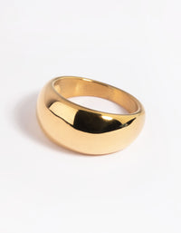 Waterproof Gold Plated Stainless Steel Dome Ring - link has visual effect only