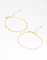 Gold Plated Oval Chain Anklet Set - link has visual effect only