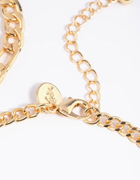 Gold Plated Mixed Chain Anklet Set - link has visual effect only