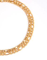 Waterproof Gold Plated Stainless Steel Figaro Chain Anklet - link has visual effect only